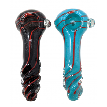 4.5" Frit Swirl Line Twisted Mouth Spoon Hand Pipe - (Pack of 2) [ZD227]